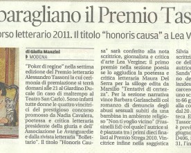 Premio Alessandro Tassoni 2011, rassegna stampa del 18 giugno
