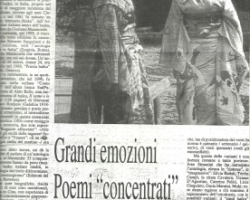Ennio Bonea, “Grandi emozioni Poemi ‘concentrati’”, in «Quotidiano», 30 giugno 1999