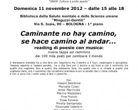 Bologna, reading di poesia con musica, l’11 novembre