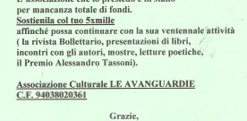 5xmille all’Associazione LE AVANGUARDIE, invito