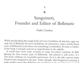 Sanguineti, Founder and Editor of “Bollettario”