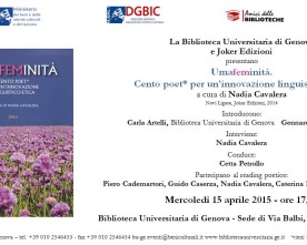 Umafeminità, Genova, Biblioteca Universitaria, 15 aprile