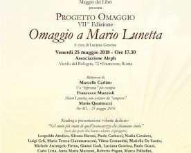 Omaggio a Mario Lunetta, Roma, venerdì 25 maggio 2018